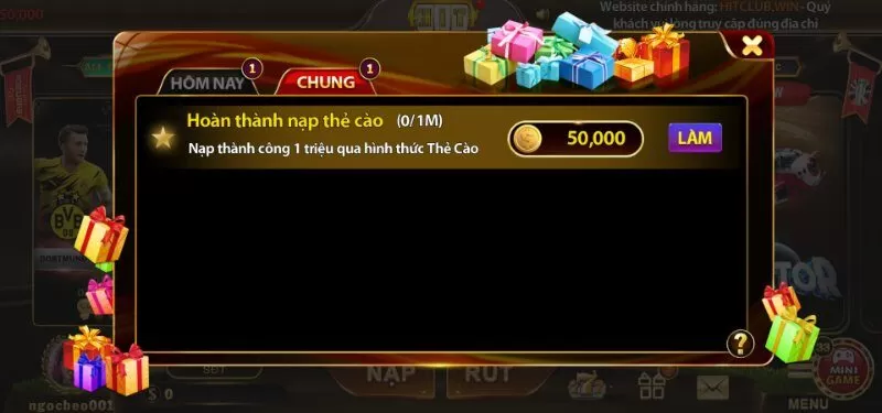 Tặng 50k khi thành viên nạp tiền qua thẻ cào ở mức tối thiểu 1 triệu Tặng 50k khi thành viên nạp tiền qua thẻ cào ở mức tối thiểu 1 triệu