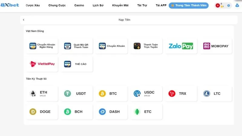 8xbet cung cấp nhiều phương thức giao dịch, thanh toán nhanh chóng 8xbet cung cấp nhiều phương thức giao dịch, thanh toán nhanh chóng